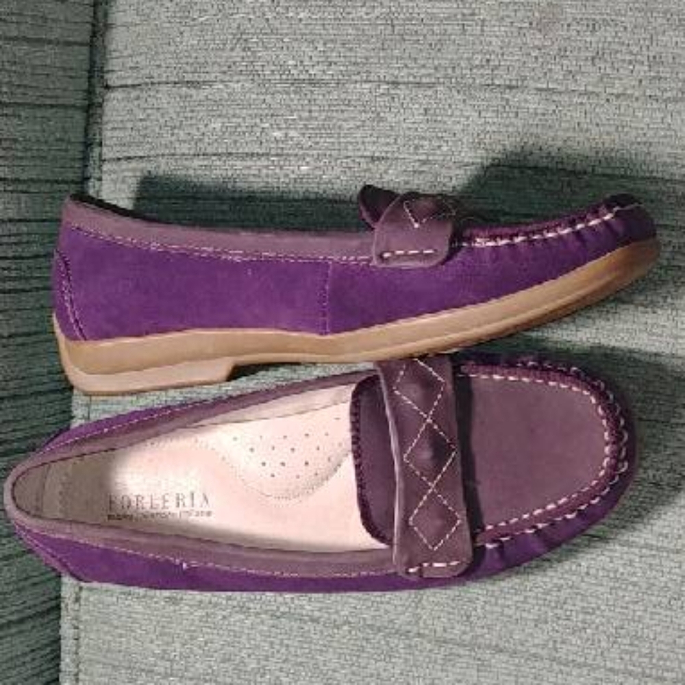 Forleria purple leather loafers.